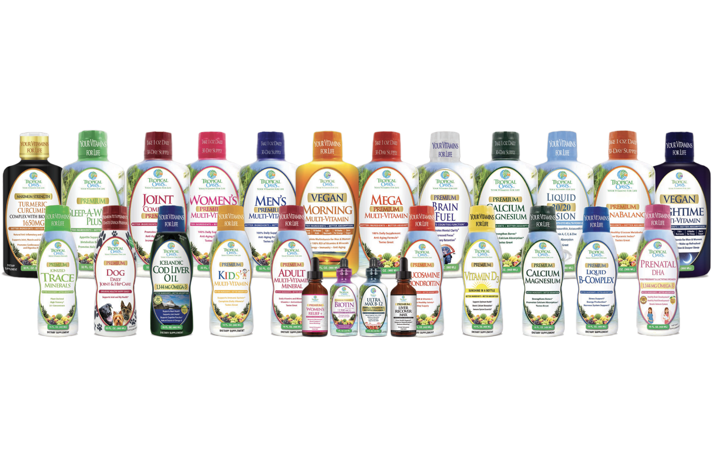 whole range of tropical oasis bottles