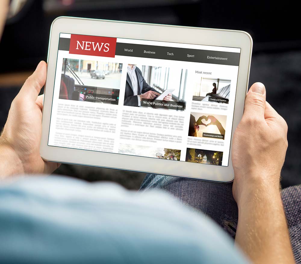 news on a tablet